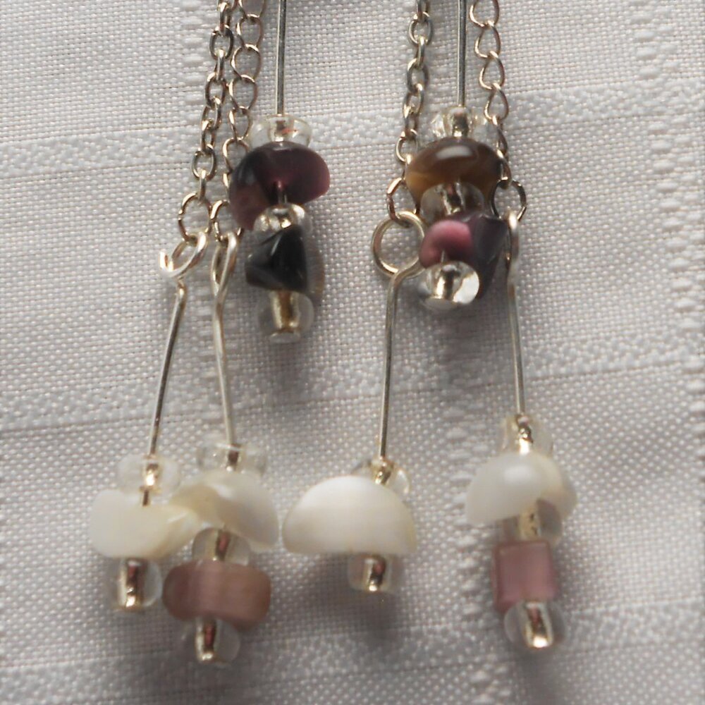 No 336 Handmade earrings with polished glass scraps Approx. 4 inches long